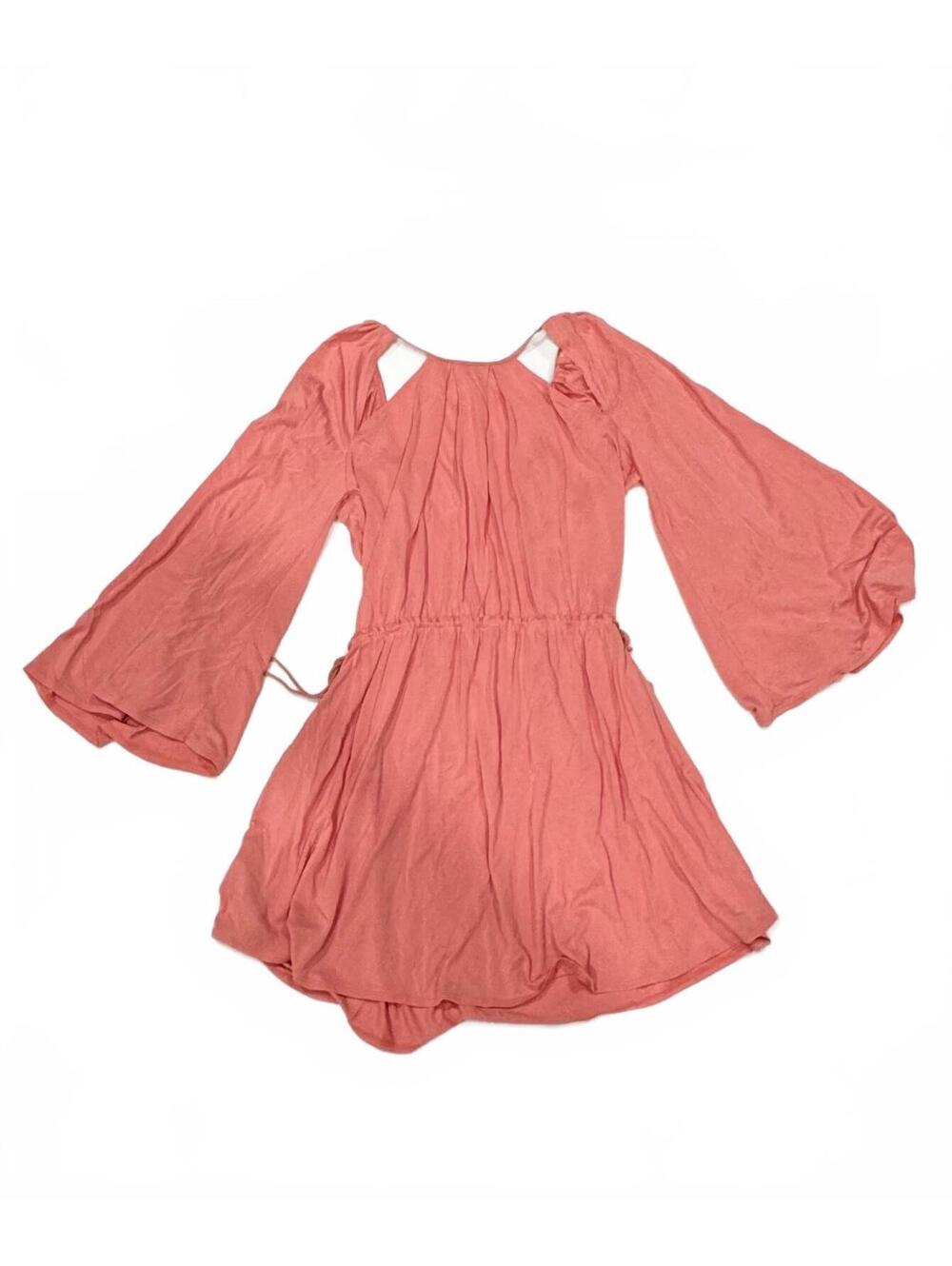 Free People High Road Coral Pink Bell Sleeve Mini Dress Small - Picture 4 of 9